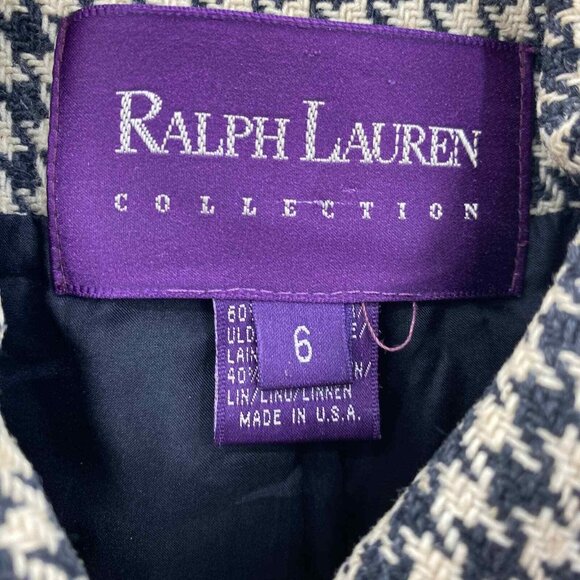 Vintage‎ Ralph Lauren Purple Label Jacket Womens 6 Black White Houndstooth Wool - Picture 3 of 9